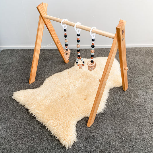 Wooden Play Gym Set | Black Marble | NZ Made