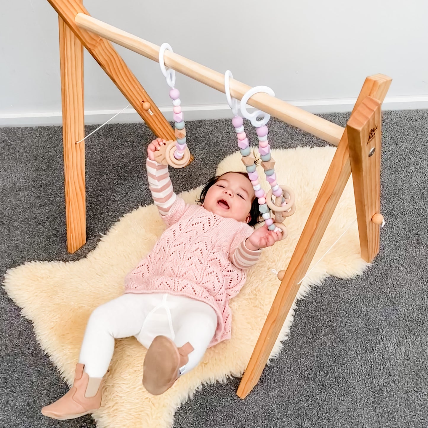 Wooden Play Gym Set | Lilac Rose | NZ Made