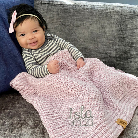 Personalised Baby Merino Blanket | Pink