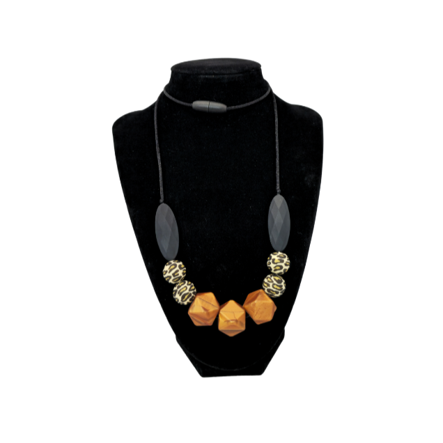 Teething Necklace Golden and Leopard