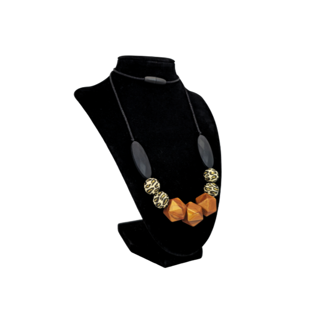 Teething Necklace Golden and Leopard