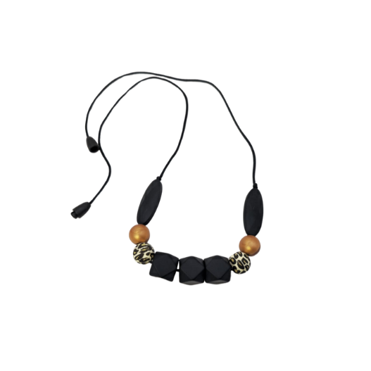 Teething Necklace Black and Leopard