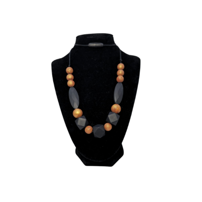 Teething Necklace Golden and Black