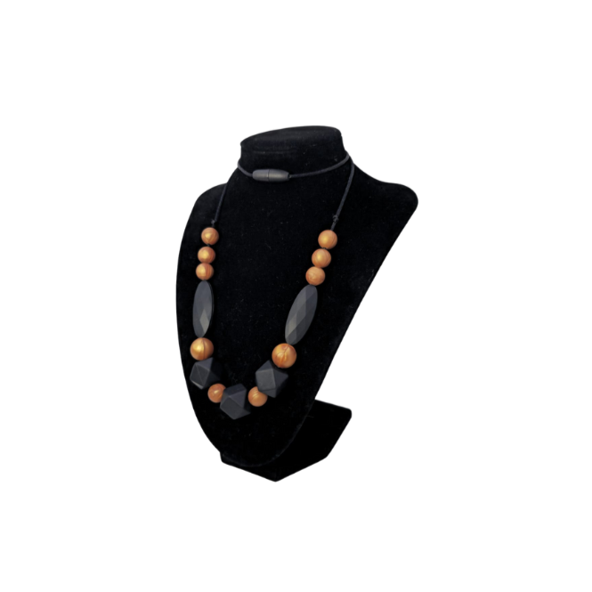 Teething Necklace Golden and Black