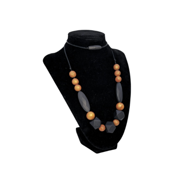 Teething Necklace Golden and Black