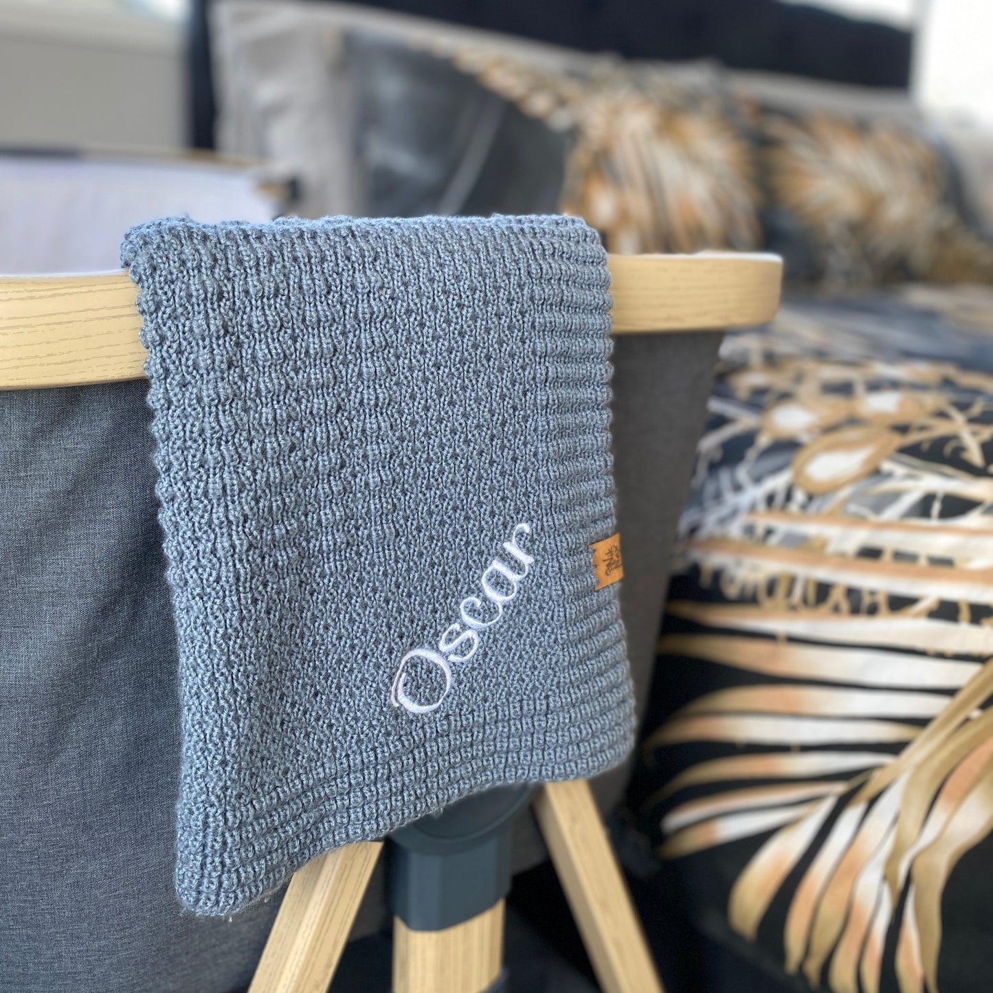 Personalised Baby Merino Blanket | Grey