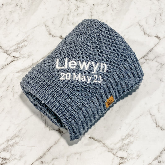 Personalised Baby Merino Blanket | Grey