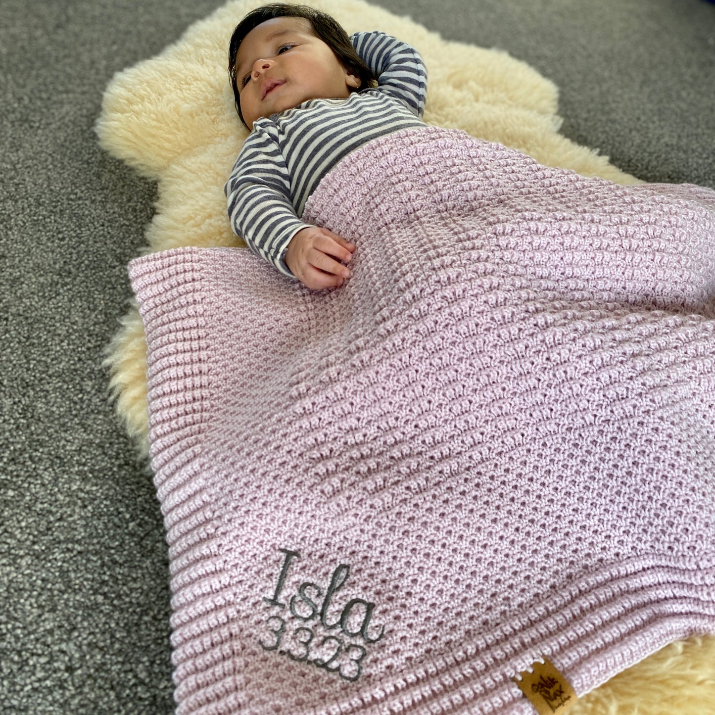Personalised Baby Merino Blanket Wrap | Silver
