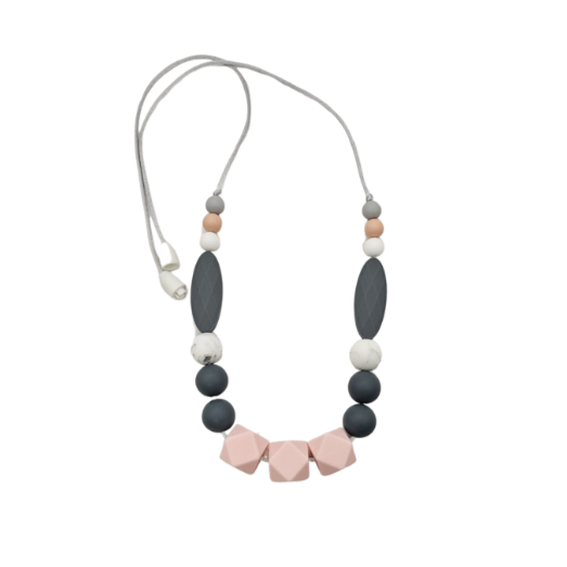 Teething Necklace Pink and Grey