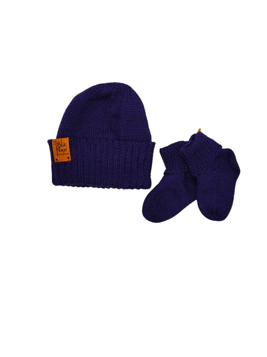 Baby Merino Beanie & Socks Classic Range | Purple | NZ Made