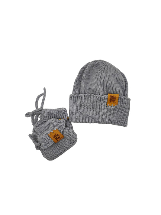 Baby Merino Beanie & Bootie | Silver | NZ Made