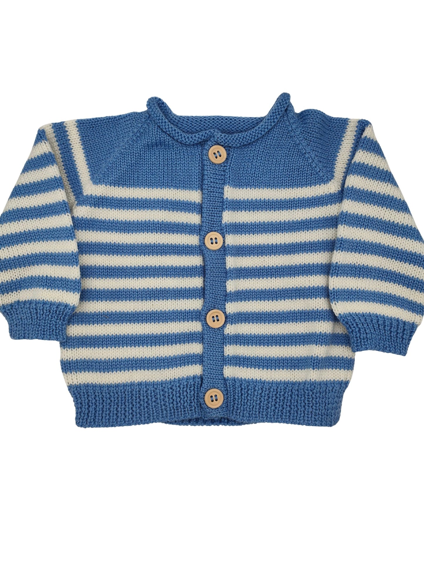 Baby Merino Cardigans | Royal Blue Striped Classic | Multi Size