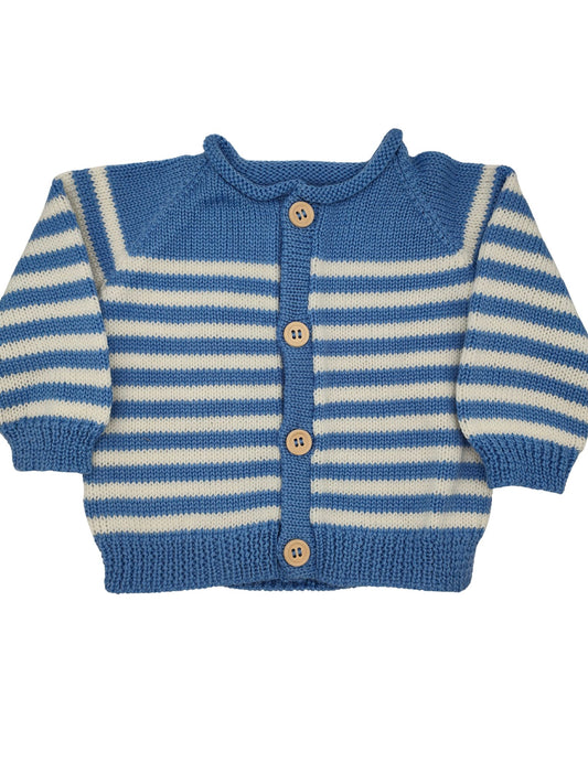 Baby Merino Cardigans | Royal Blue Striped Classic | Multi Size